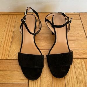 J. Crew black suede block heel sandals, 6.5